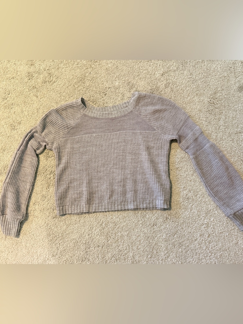 Jennifer Lopez Cropped Crew Neck Sweater - Taupe